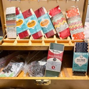 Bundle Vintage Sewing Crafts, Vintage Buttons, Needles, Ribbon, & More…